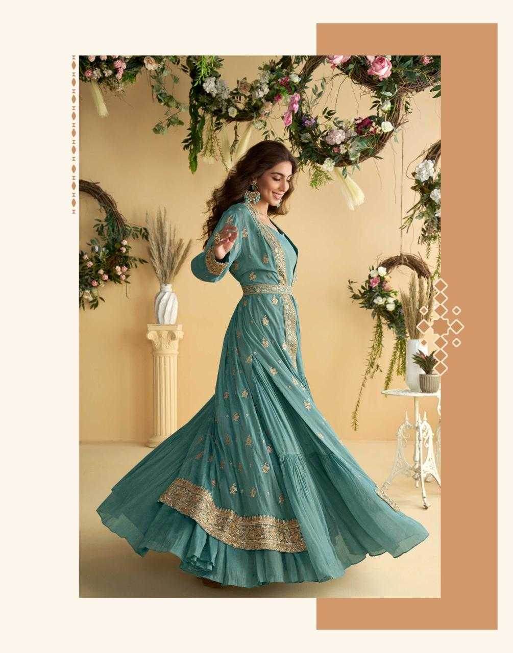 Chinon Silk Western Wears Embroidered Suits Gown Dresses - MYLUXURY LANE ENTERPRISE